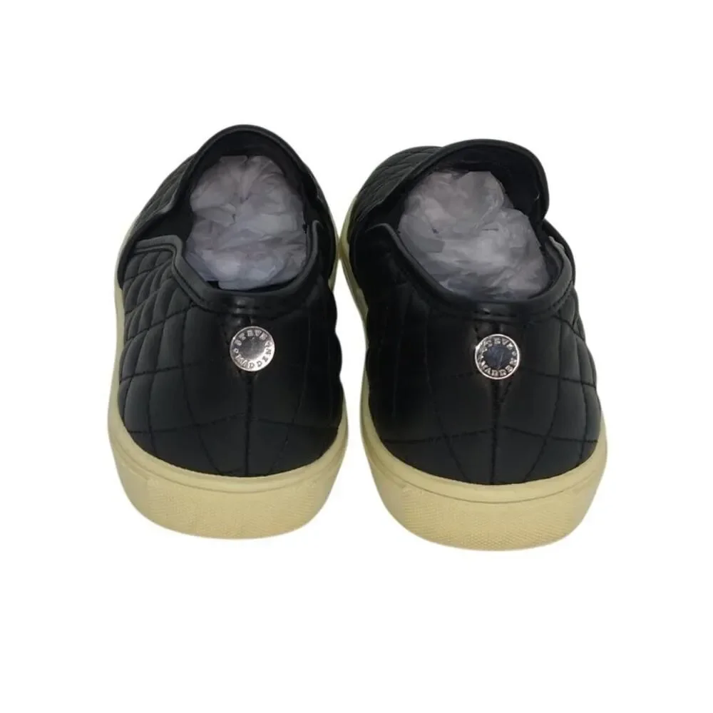STEVE MADDEN Quilted Womens Black Leather Sneakers - Size: 9 1/2M